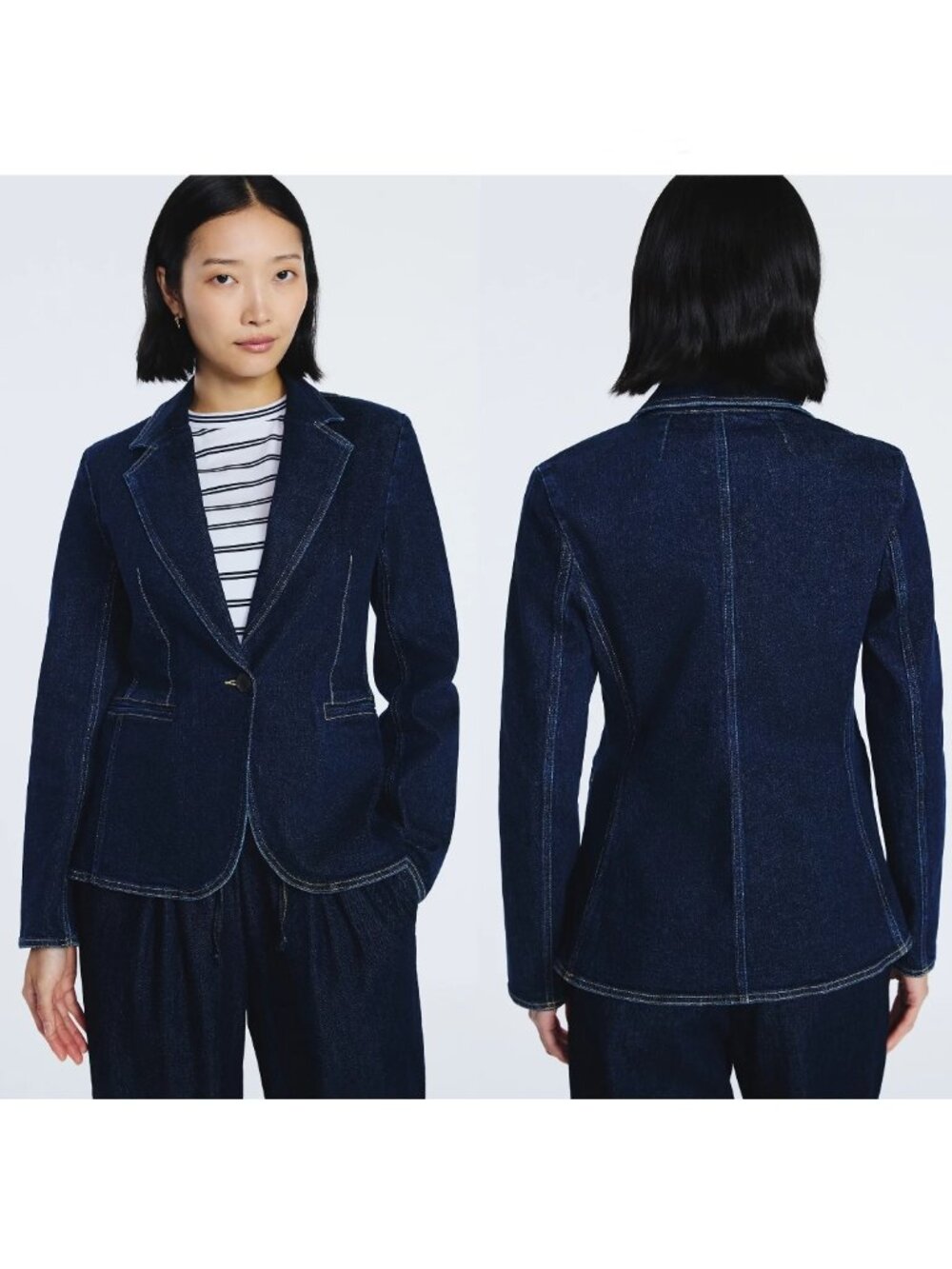 NWT Free Assembly Women's Single Breasted Denim Blazer Size S (4-6)